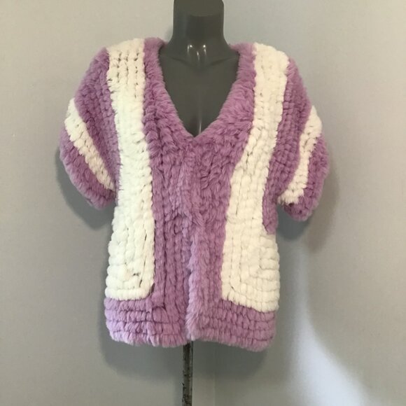 Furious Fur Sophia Faux Rabbit Fur Open Front Cardigan Size S - Picture 1 of 8